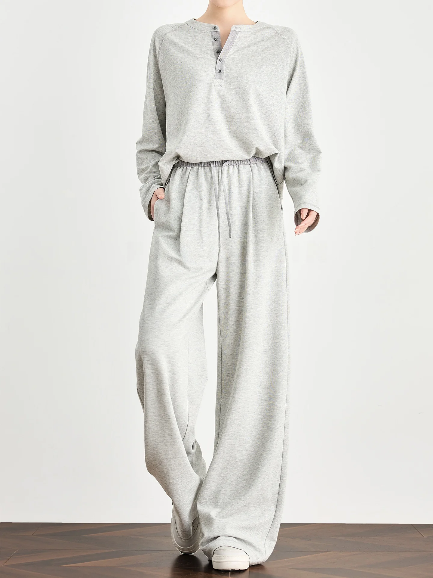 

Брюки с высокой талией, широкими штанинами и прямым кроем в пол, серые повседневные спортивные брюки для высоких женщин, свободный крой, удобные брюки