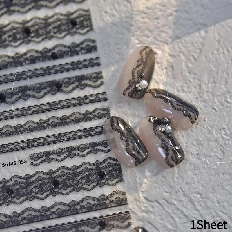 *Lace Nail Art Stickers Delicate Embossed Pearl Design Reusable for Frequent Nail Art Changing Users