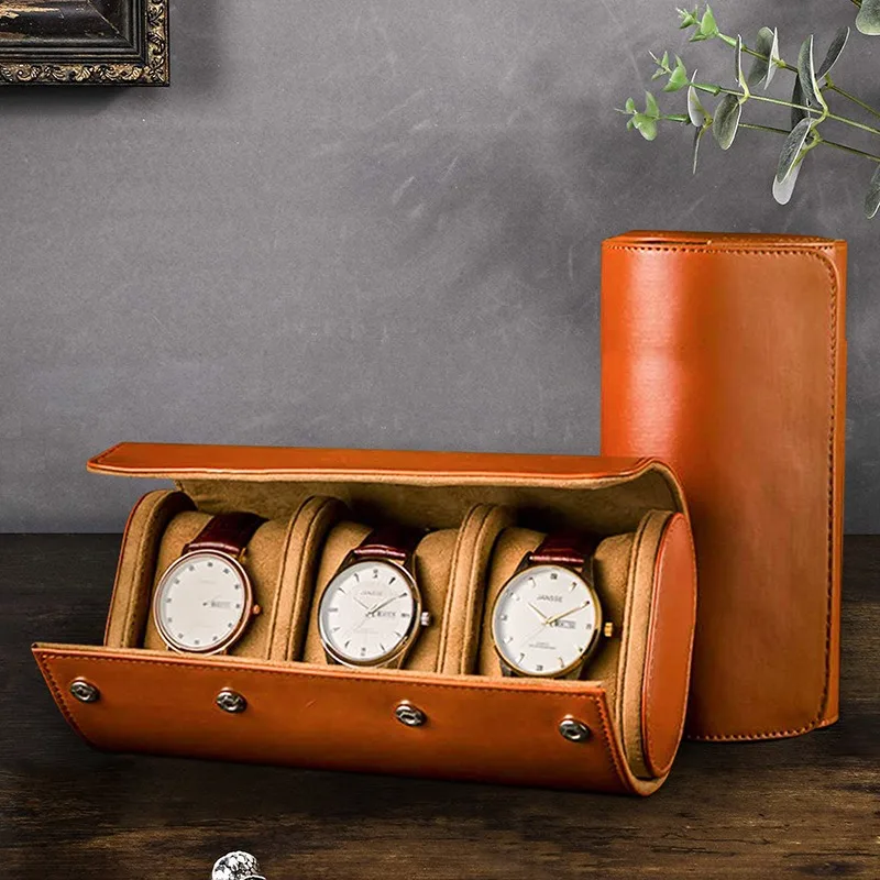 

Portable Jewelry Box Jewelry Organizer Roll 1 2 3 Slot Watch Storage Box With Pillow Wristwatch Bag Gift Box Watch Case