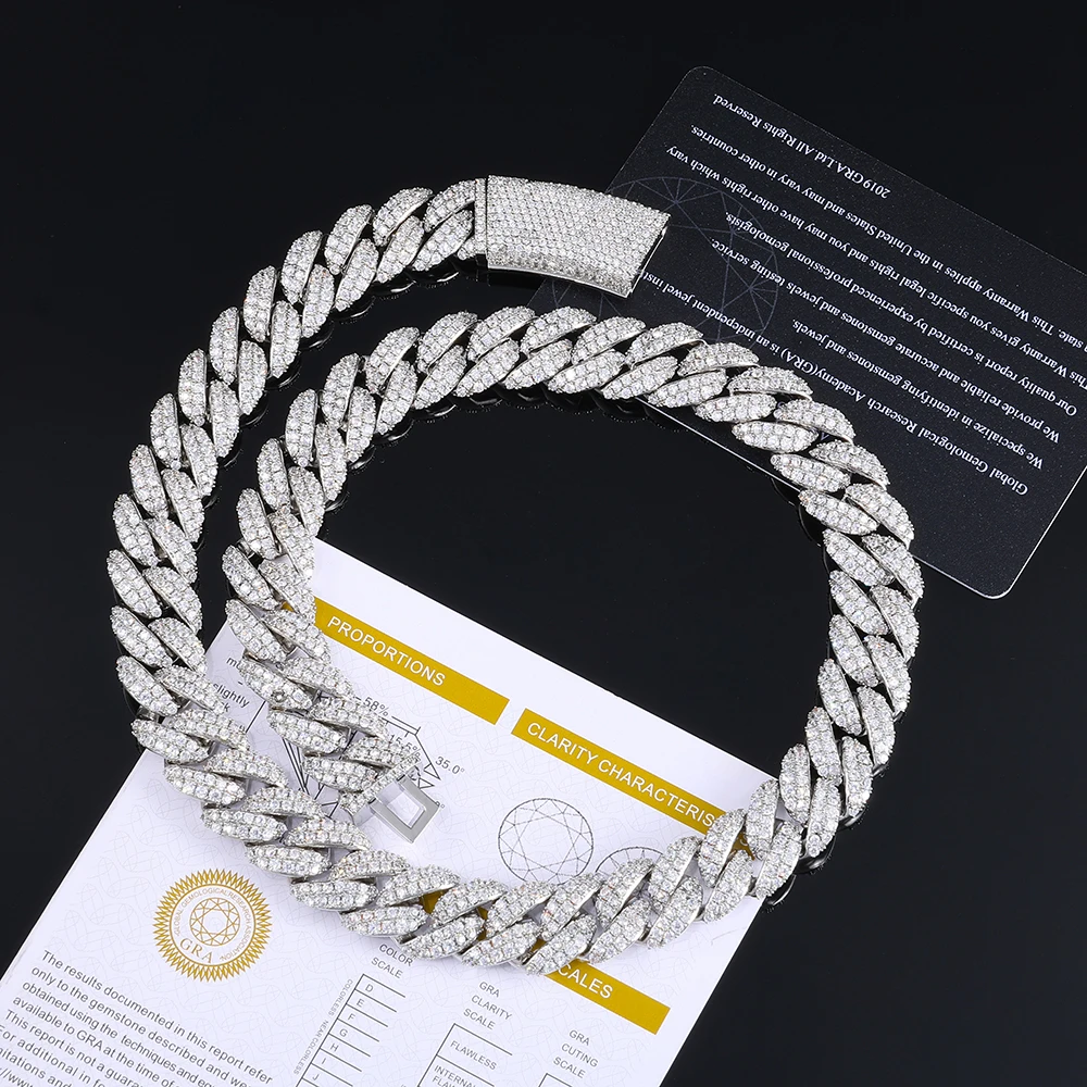 ESKEEM 13MM Rantai Moissanite - Moissanite Cuban Link Chain Iced Out ulasan dan harga