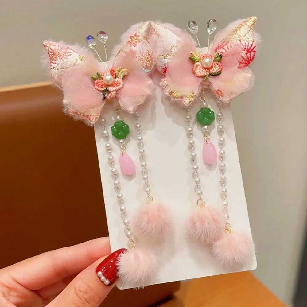 Hanfu Headwear Children's New Year Hairpin Tang Suit Sweet Chinese Style Red Barrettes Rabbit Ear Cute Ancient Style Hair Clip