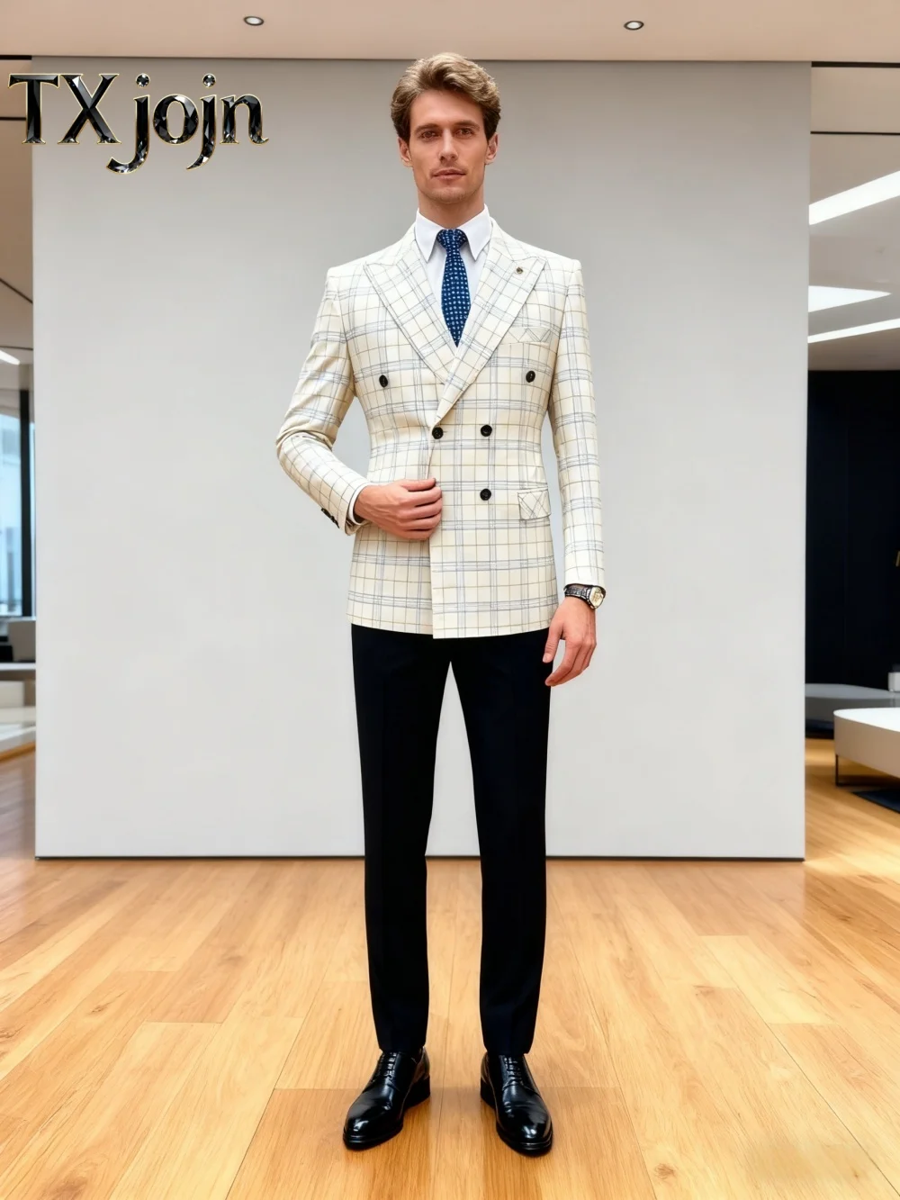 

Классический клетчатый двубортный мужской костюм из 2 предметов 2026, стильный пиджак, костюм для официальной вечеринки, выпускного вечера, свадебный комплект для свадьбы, жениха по индивидуальному заказу