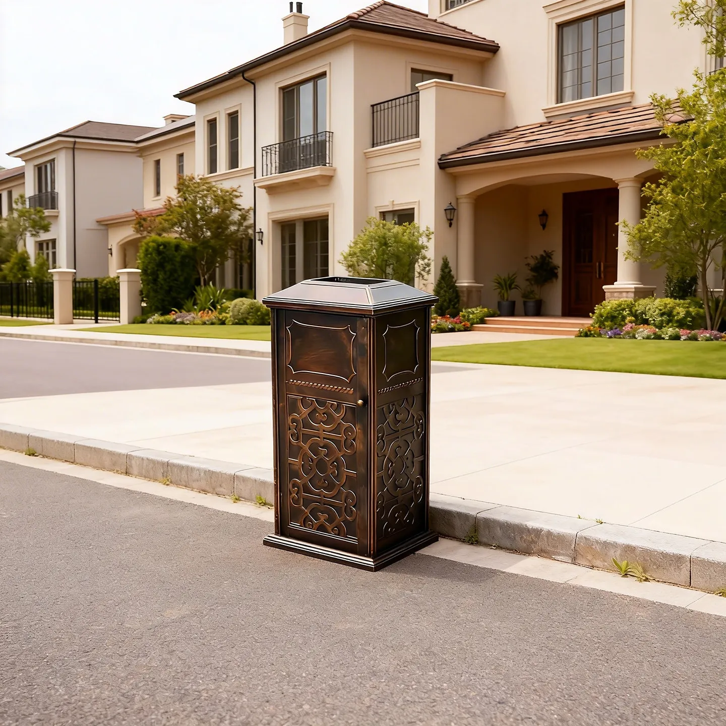 Villa courtyard garden trash can outdoor property community sales department fruit leather box cast aluminum durable