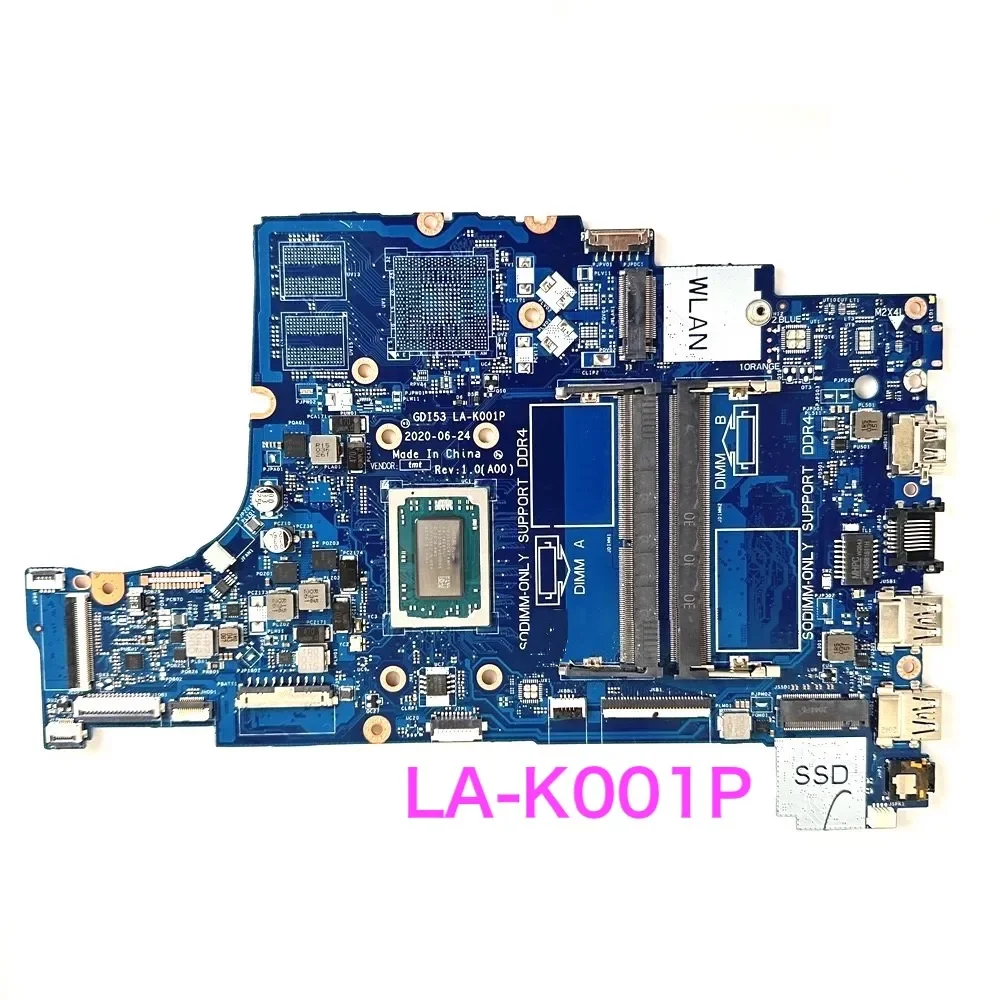 Adecuado para la placa base del ordenador portátil DELL INSPIRON 15 3505 GDI53 LA-K001P 0GWD64 GWD64 DDR4 100% probado OK completamente funciona