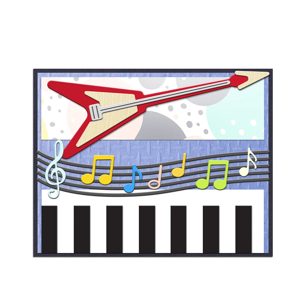 MangoCraft Musical Guitar Cutting Dies DIY Scrapbooking Supplies Metal Dies Knife Mold For Card Making Albums Crafts Decor 3