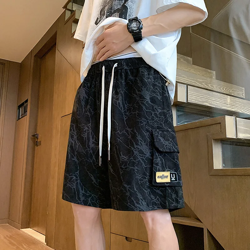 Summer Mens Cargo Shorts Black Pocket Japanese Fashion Streetwear Hip Hop Short Pants