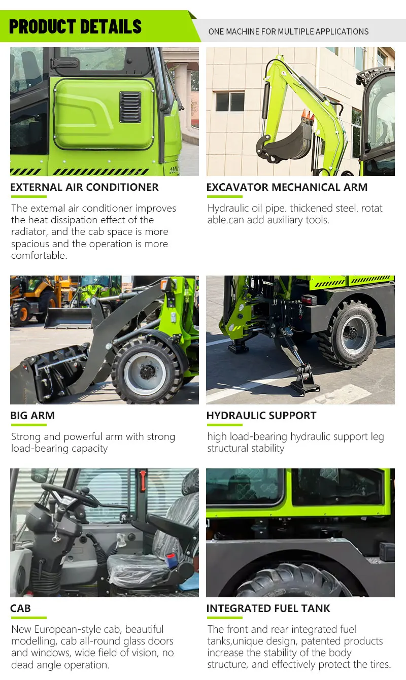 Neuer Diesel-EPA-Motor-Radlader mit Baggerlader, großer Bauernhof-Rückhacke, Lader, Bagger, Mini-Baggerlader mit Preis – Detail 7