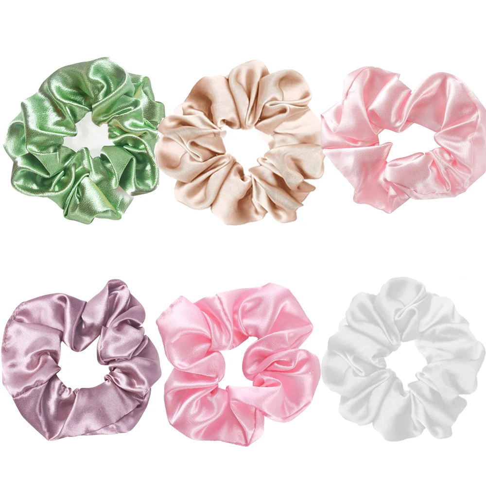 6pcs Satin Scrunchies Girls Elastic Hair Band Ponytail Holder Ties Rubber Bands Bride Bridesmaid Accessories Wedding Supplies