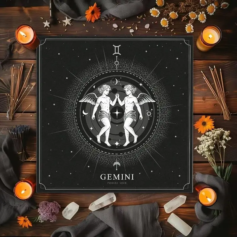 VIKAMA Tarot Cards Aries Gemini Zodiac Sun Moon Cashew Pattern Altar Cloth Tarot Card Tablecloth Vika Astrology Divination Decor