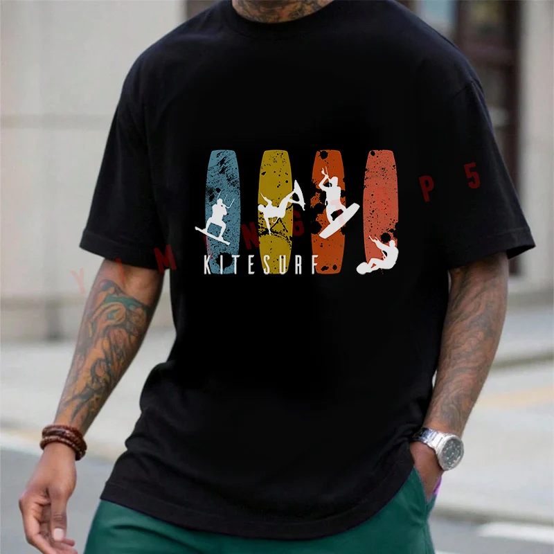 

Kitesurfing Kiteboarding Men's T-shirt Moto Summer Cotton Short Sleeved Casual O-Neck Unisex Tops