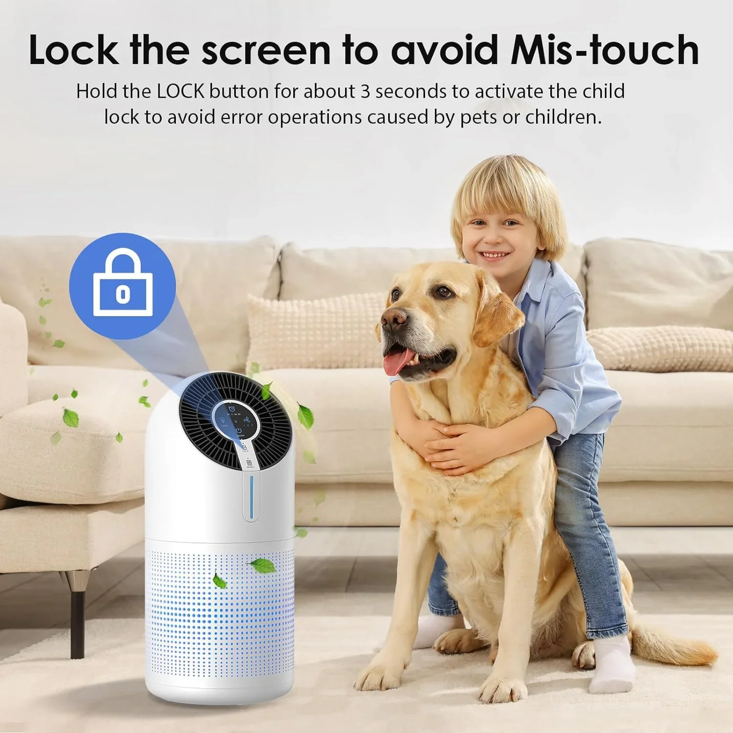 Home Air Purifier with Hepa 13 Filter Manual Standing or Desktop Installation Plastic Pure Air Ion Pet Cleaner ROHS Certified