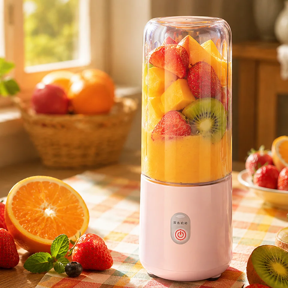 Portable Juicing Cup Home Office Outdoor Fresh 500ML Capacity at Any Time Simple Operation Double-Click Start