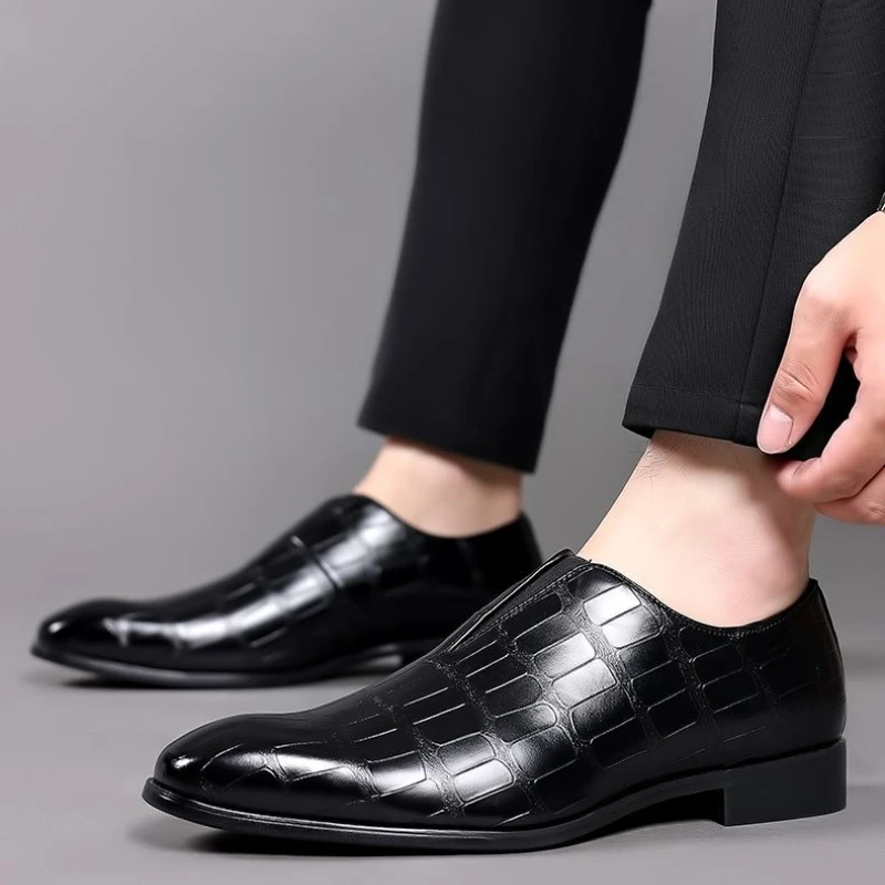 

Весенне-осенние офисные модельные туфли с животным принтом, мужской костюм, кожаная не повседневная роскошная дизайнерская одежда, официальная социальная обувь для мужчин
