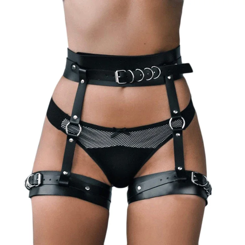 Sexy Garter Belt Harness Bondage Women Leather Lingerie Thigh Garter Stockings Woman Straps Gothic Belt BDSM Fetish Clothing