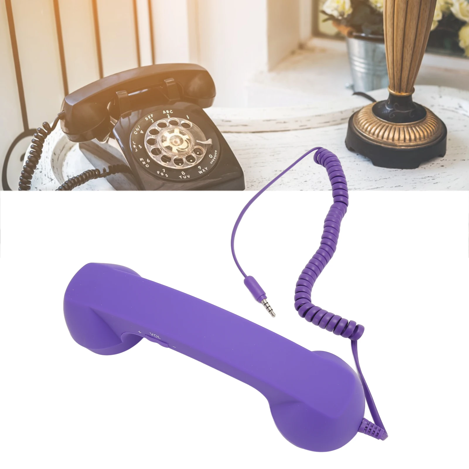 Cell Phone Handset 3.5mm Plug Retro Radiation Proof Wired Telephone Handset Receiver for Smartphone Computer
