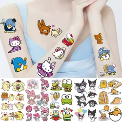 Tatuaje temporal Sanrio Kuromi Hello Kitty para niños, pegatina de dibujos animados, Mymelody, Cinnamoroll, tatuaje falso, juguete de regalo de cumpleaños, 10 piezas