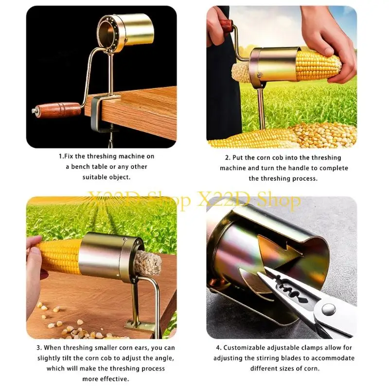 X22D Hand Crank Corn Sheller Manual Kernels Remover Effortlessly Operation Portable For Farm Household Activity