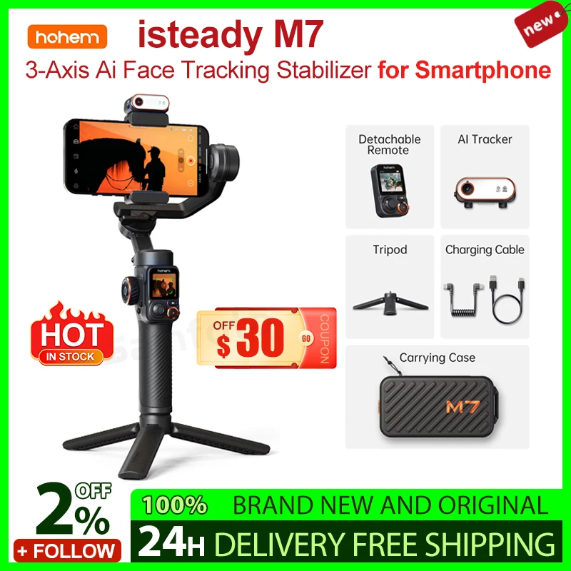 Hohem M7 iSteady M7 Cell phone gimbal Stabilizer 3-axis Anti-Shake Stands Extendable Selfie Stick For Live Vlog