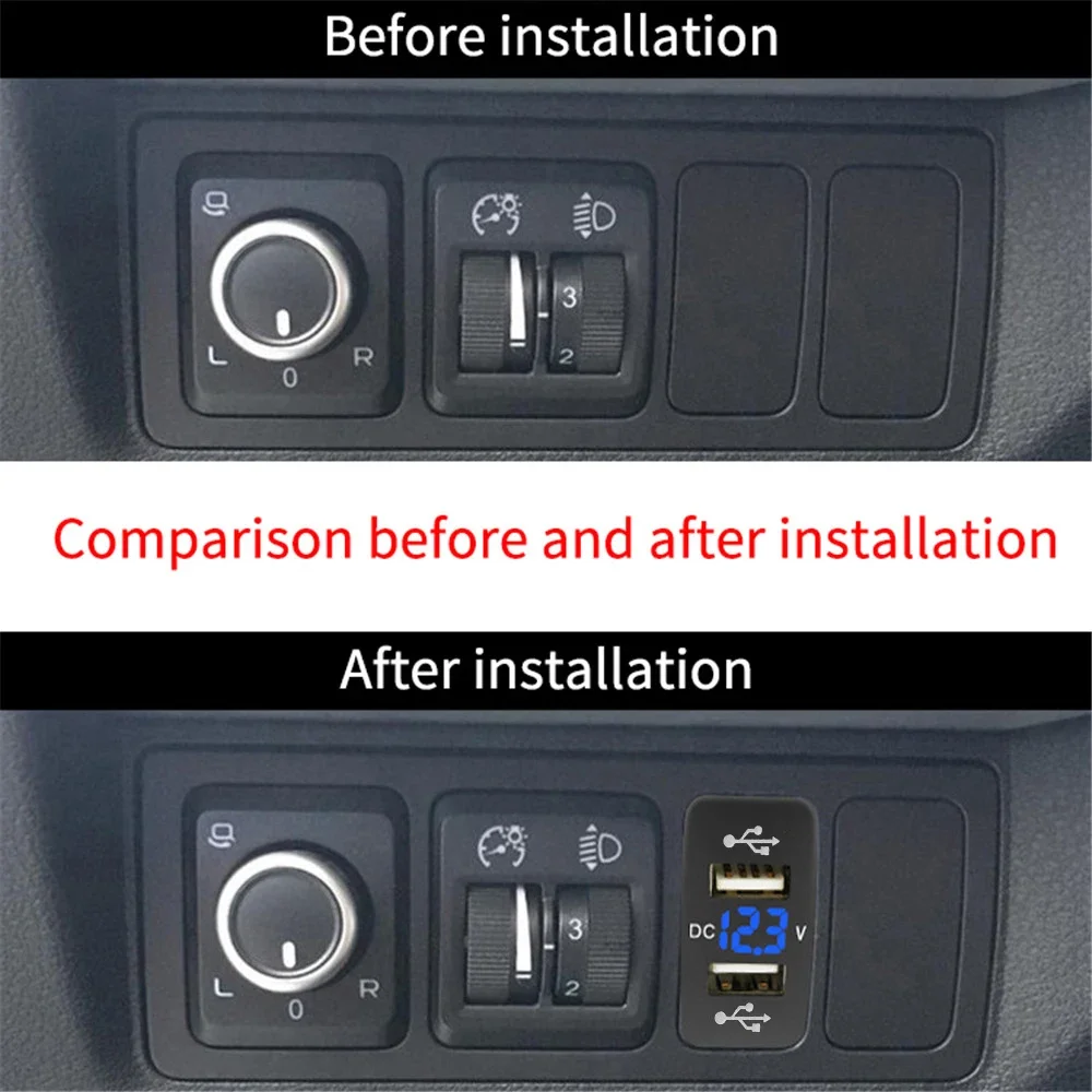 12-24V Car Charger Dual USB Ports Fast Charger Socket Apdater Car Quickly Charging with Voltmeter LED Display for Toyota