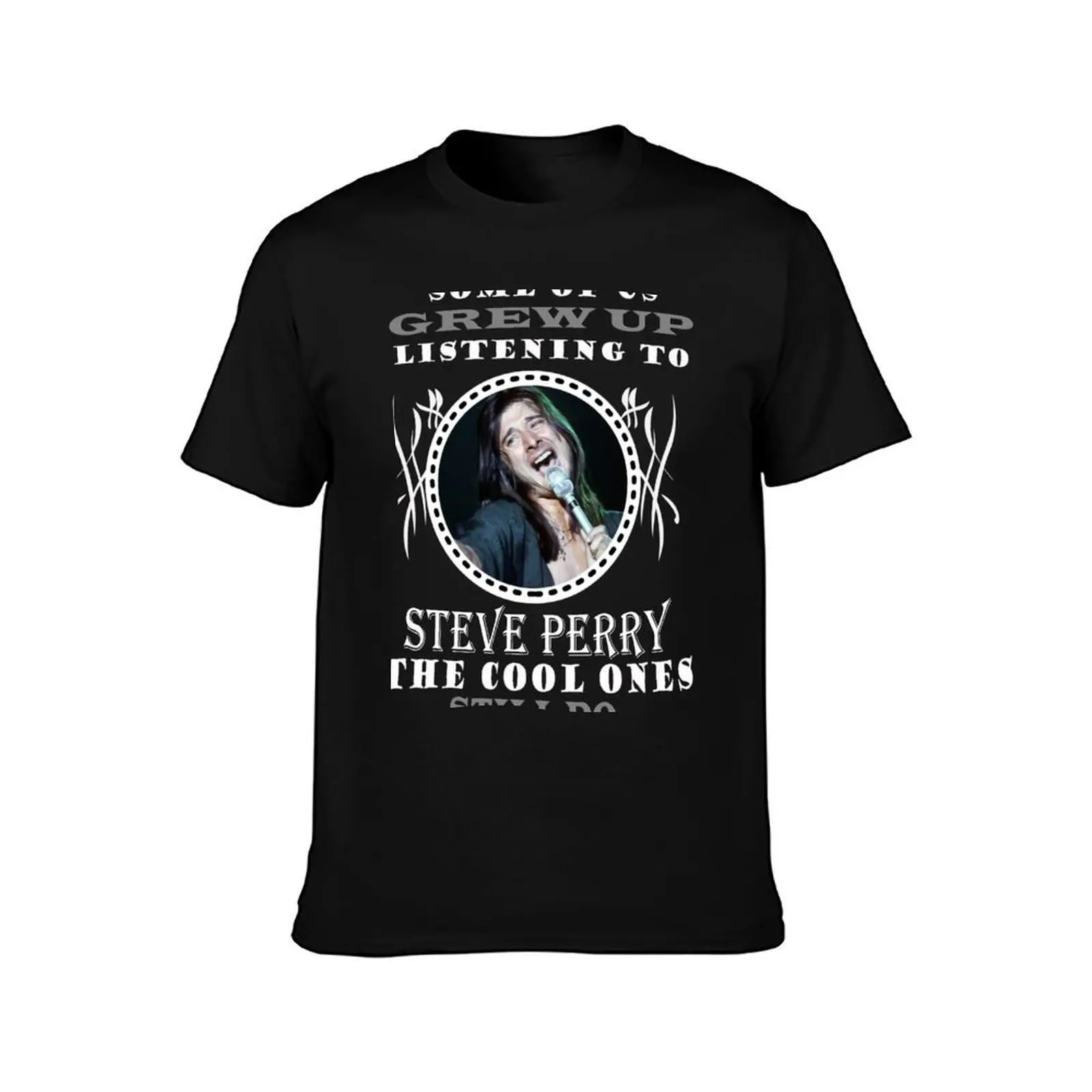 Steve perry journey T-Shirt, Summer Casual Cotton Tee, Oversized Streetwear Tops, Vintage Graphic Print, Loose Fit Short Sleeve
