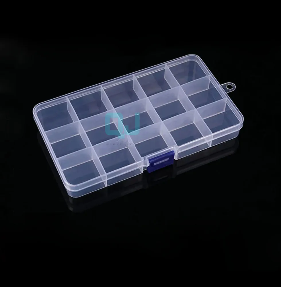 10/15/24 Fixed Grids Clear Plastic Storage Jewelry Box Compartment Container for Beads Crafts Jewelry Tackles Earring Box