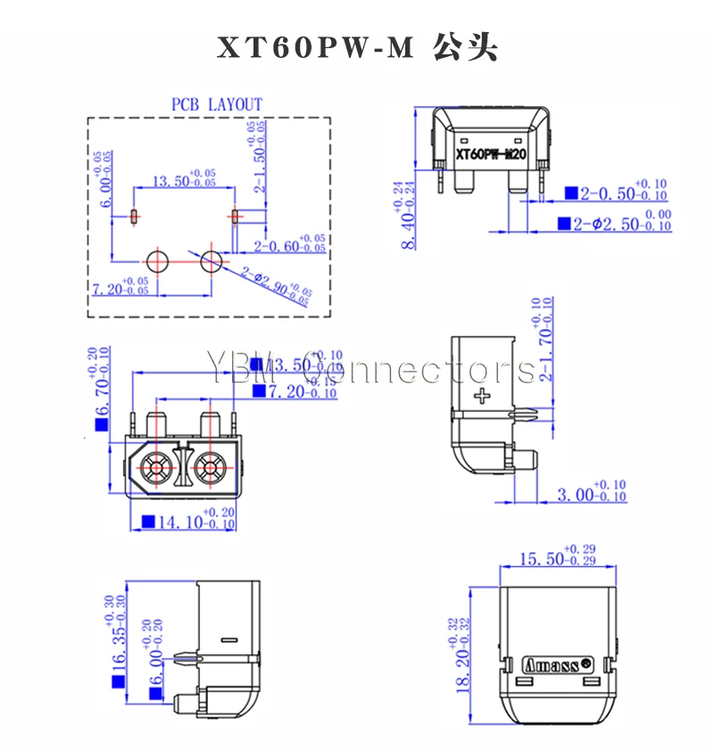 1/5/10pcs AMASS xt60pw-F/M male and female battery plug connector lithium battery charging interface model aircraft accessories