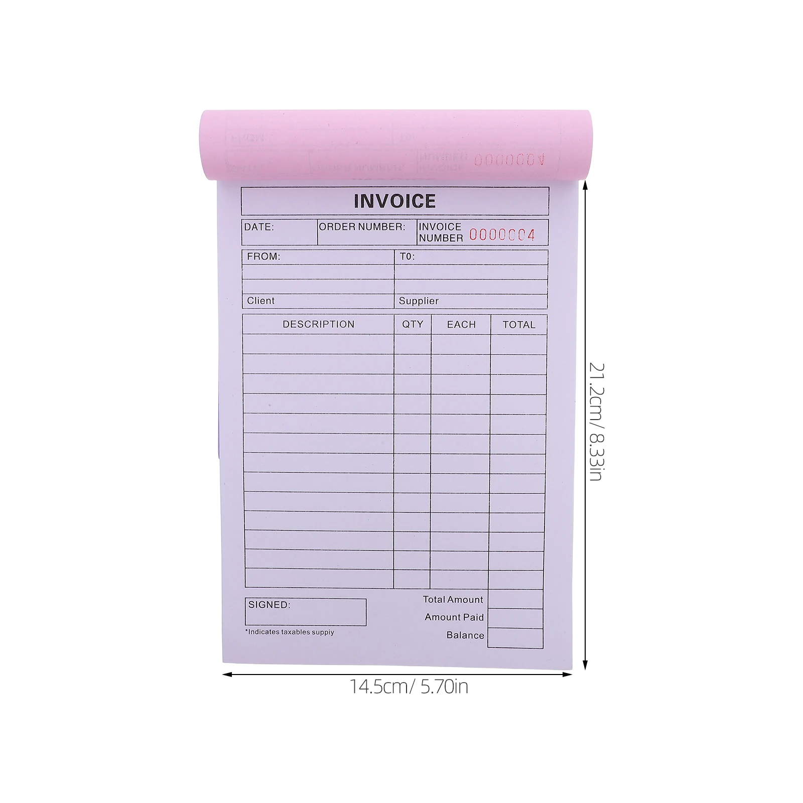 2 Part Invoice Book for Record Keeping with Duplicate Receipt Forms Ideal for Retail Office Restaurant Use - Business Invoice