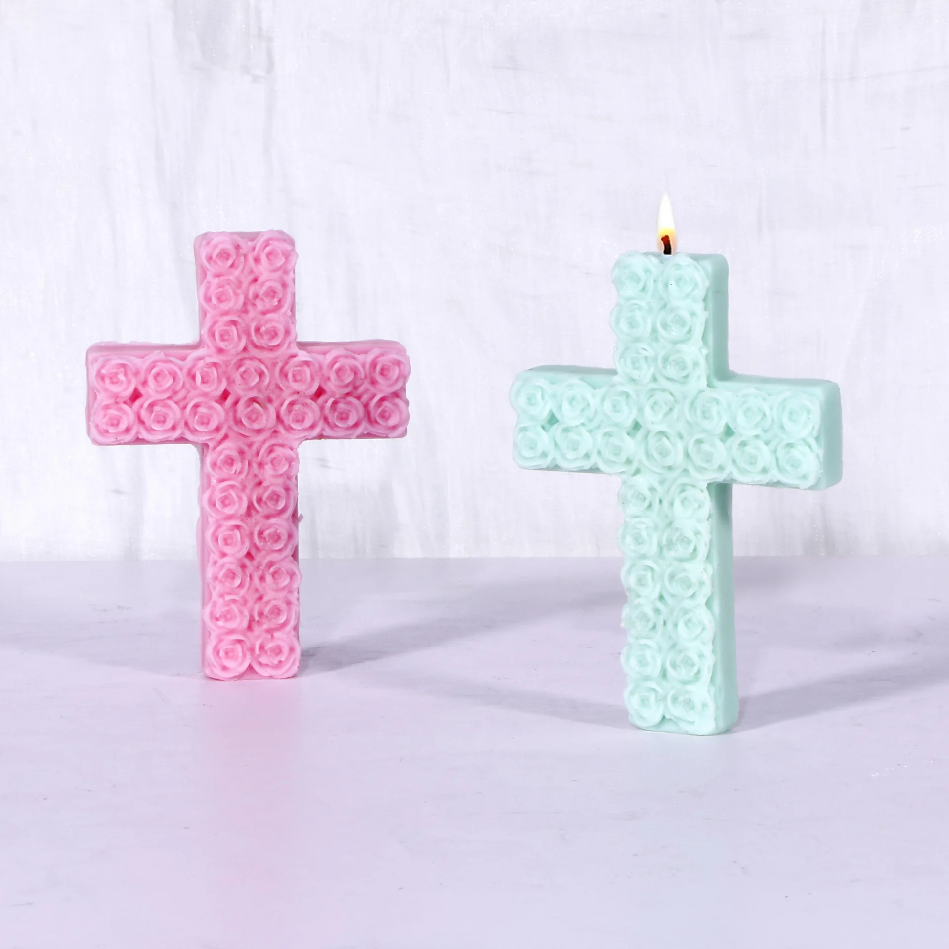 Rose Cross Aromatherapy Candle Mold DIY Silicone Chocolate Mold Crystal Glue Diffuser Gypsum Decorative Piece