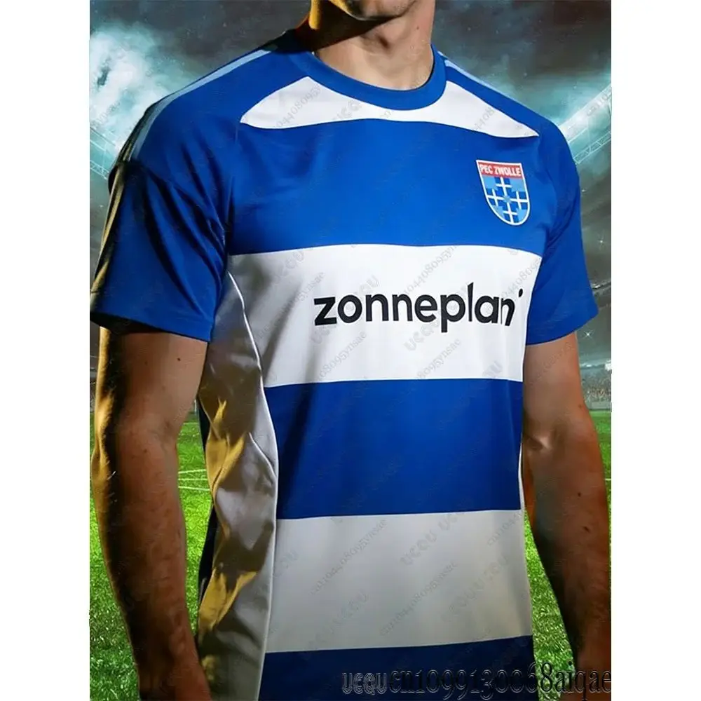 Zomer Nieuwe Heren Voetbalshirts Snel Droogende Fiets Shirts Nederland PEC Zwolle 25-26 Thuis Tenue Volwassenen/Kinderen Team Uniform - afbeelding 2