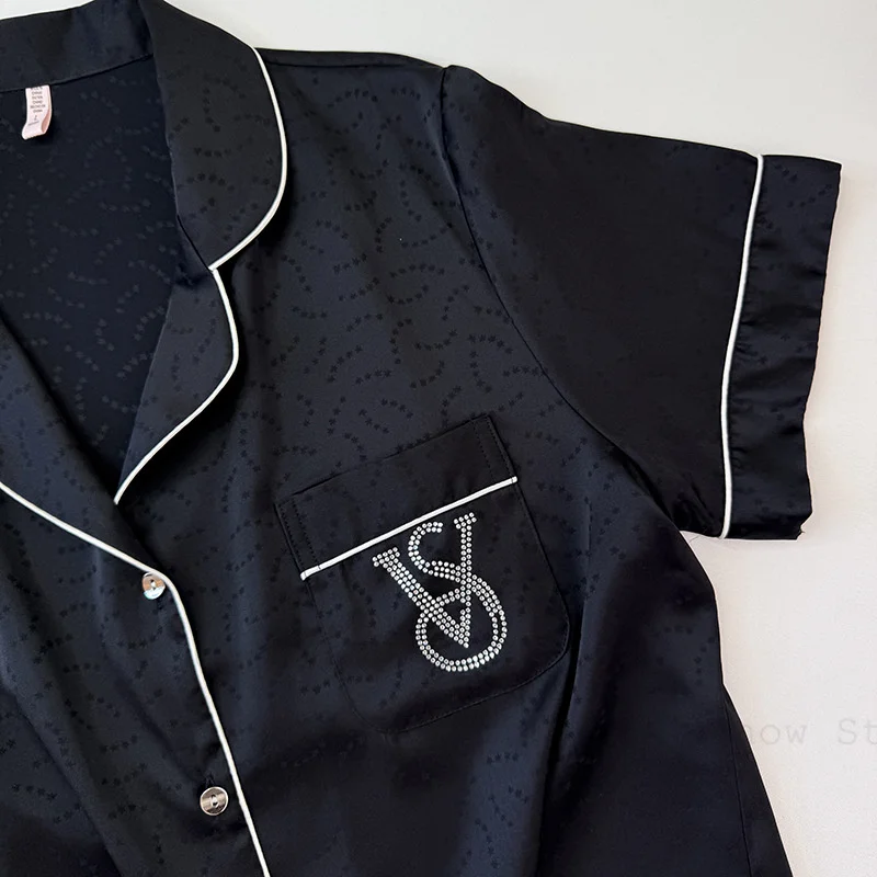 أطقم بيجامات بأكمام قصيرة ملابس نوم نسائية من قماش الجاكار ملابس منزلية صيفية جديدة ملابس منزلية فضفاضة بيجاما موهير فاخرة من قطعتين ملابس داخلية