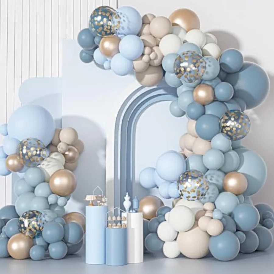 

Dusty Balloons Arch Garl Kit, Different Sizes 18 12 10 5 Inch Dusty S White Baby Latex Metallic Confetti Balloon for Baby Boy S