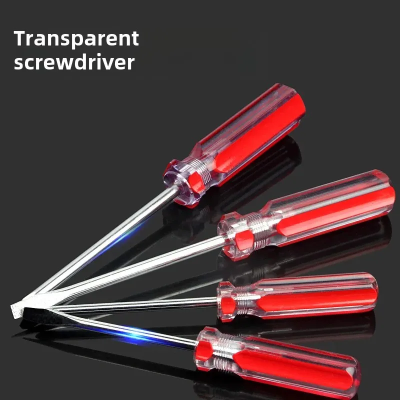 Novelty Shield Transparent Screwdriver Crystal Plastic Handle Small Beginner Flat Head Cross Screwdriver 3/5/6mm Taper