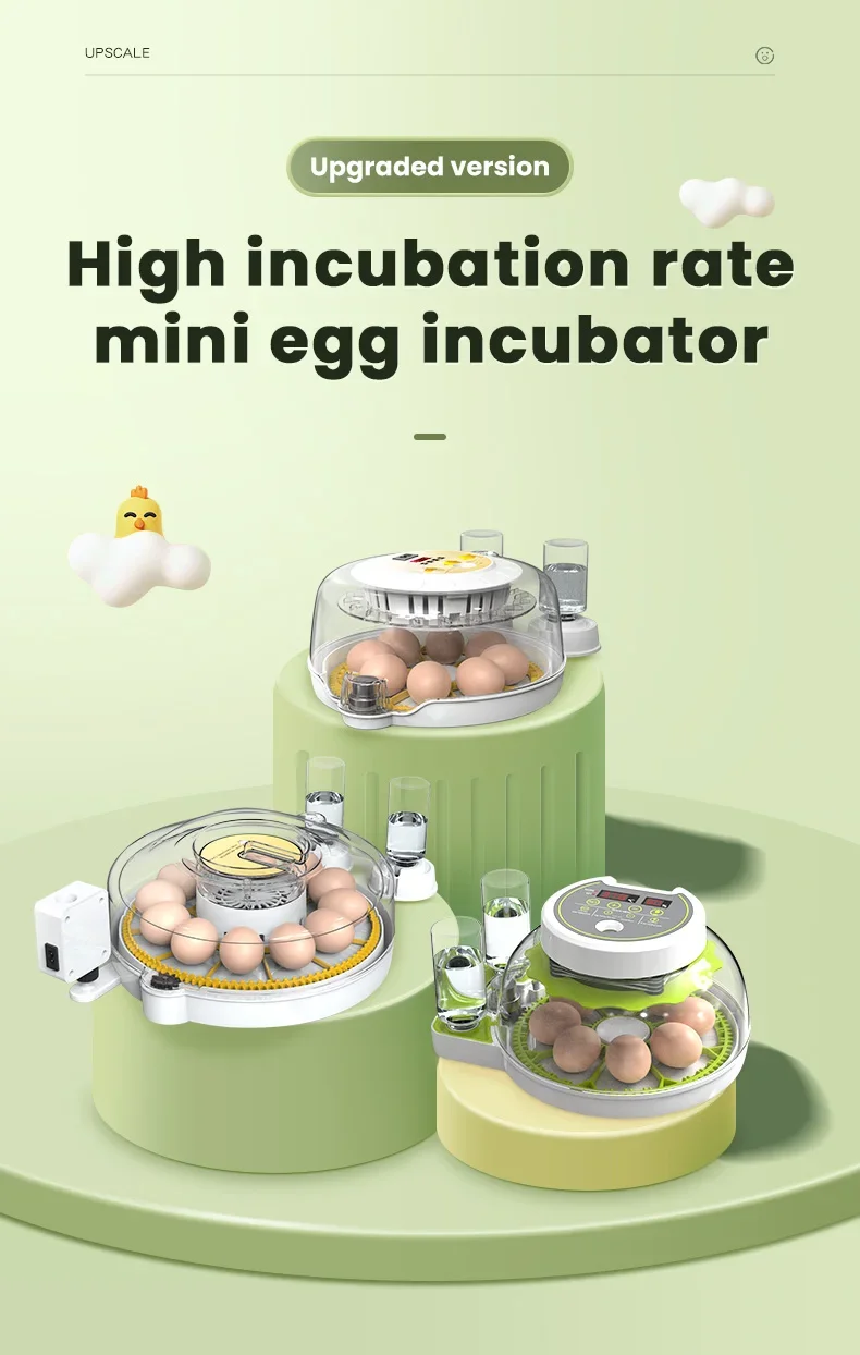 New model 8 Egg Incubator with Humidity Display, Egg Candler, Automatic Egg Turner, for Hatching Chickens