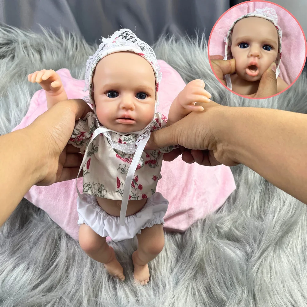دمية أطفال صغيرة 30 سم من السيليكون بالكامل من LouLou Awake يمكن فتح الفم من السيليكون الناعم لعبة قابلة للغسل للفتيات