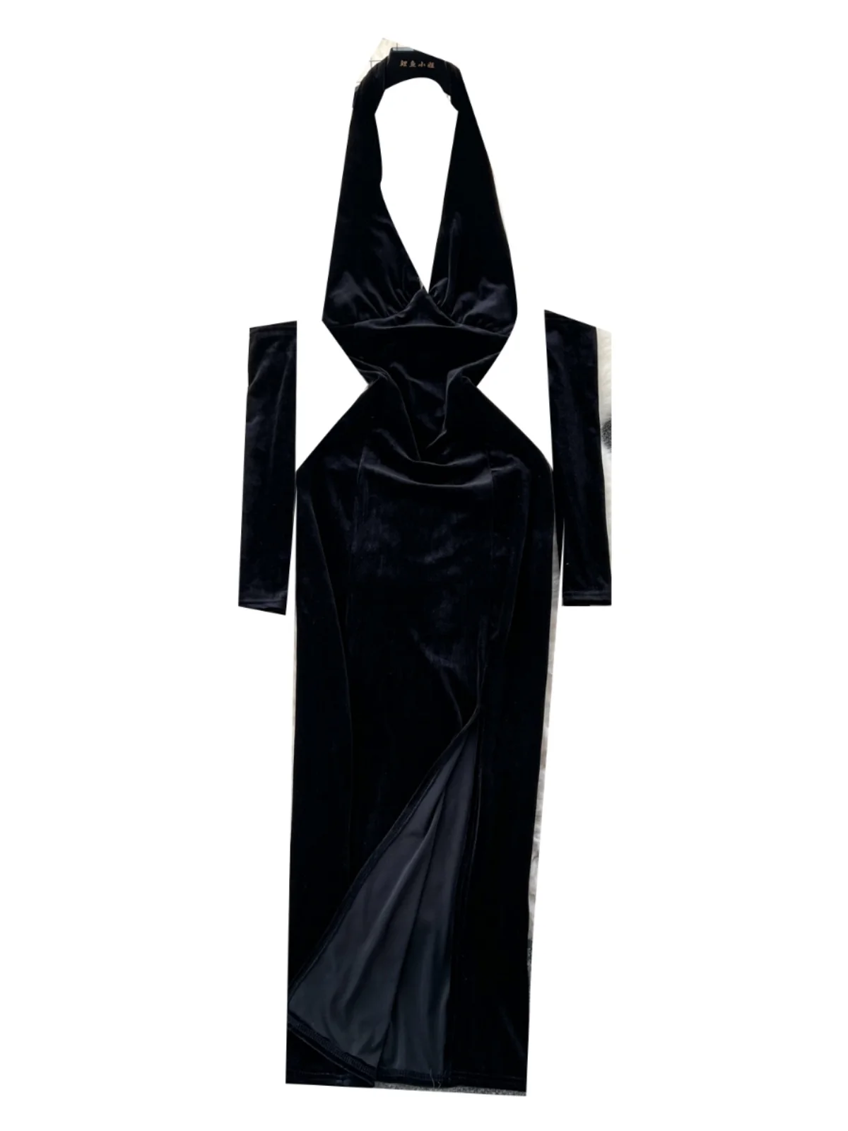 Ele Velvet Evening Dr with Deep V-Ne Bal Design for Women Sli High-Waisted A-Line Skirt Long Sve Mid-Length