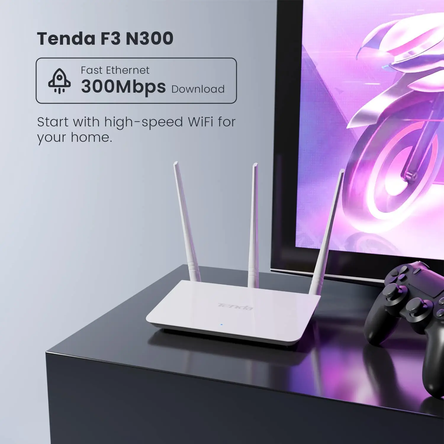 Tenda F3 N300 300Mbps Single Band Wifi Router | Access Point | Range Extender | WISP | Plug & Play | High Gain Antennas