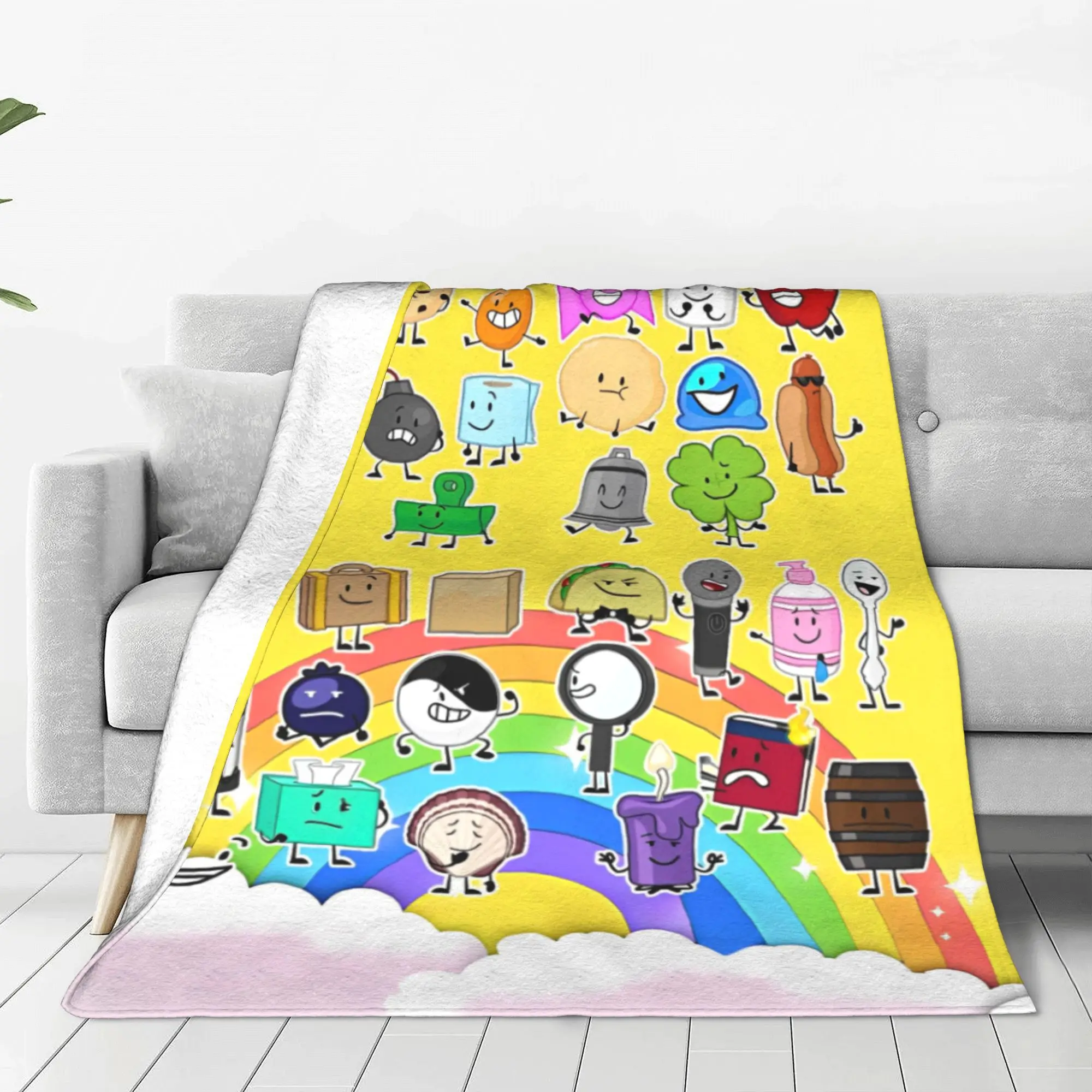 Bfdi Inanimate Insanity Cartoon Flannel Blanket All Characters Funny Throw Blankets Home Sofa  200x150cm Plush Thin Quilt Soft