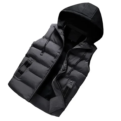 Men's Vest Jacket Winter Waterproof Warm Sleeveless Men Jacket Fashion Hooded Casual Vest Men Autumn Thicken Waistcoat