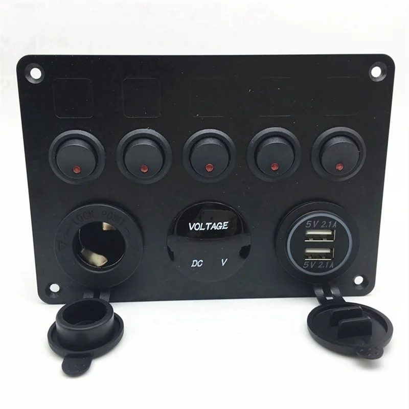 

Boat Switch Panel Car Switch Panel Multi-Functions Panel Dual USB Port Outlet Combination Switch Panel Marine LED Rocker Blue