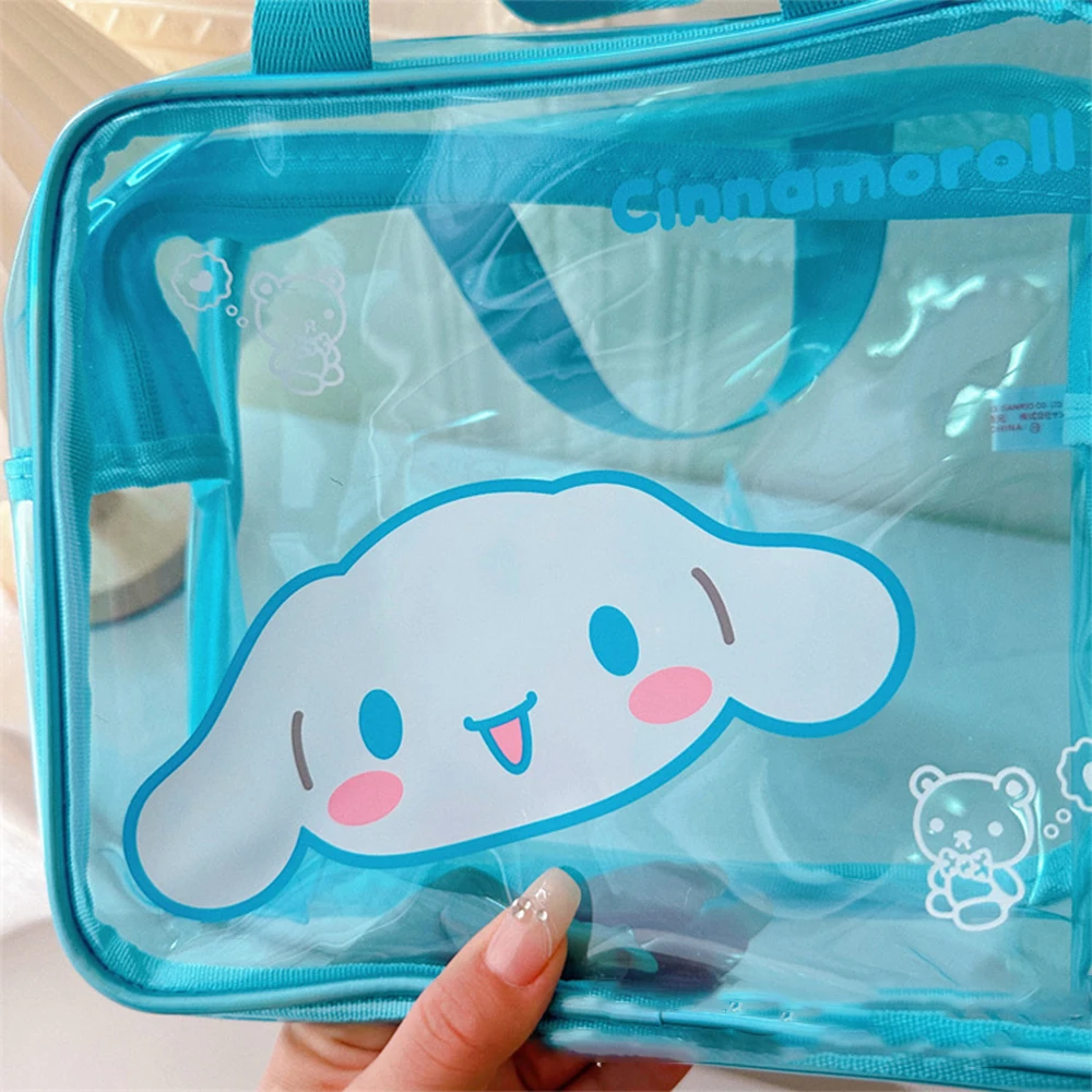 Hello Kitty Clear Makeup Bag Sanrio Y2K Organizer Hand Water Proof Cosmetic Bag Large capacity Wash Bag HandsBag Toiletry Bag