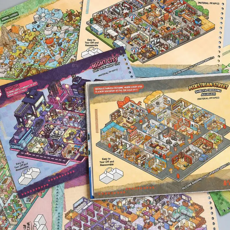 Micro Scene Sticker Book With 120 Grid Room Scenes 7 Themes Perfect For Kids DIY Craft Creative Relaxing Activity