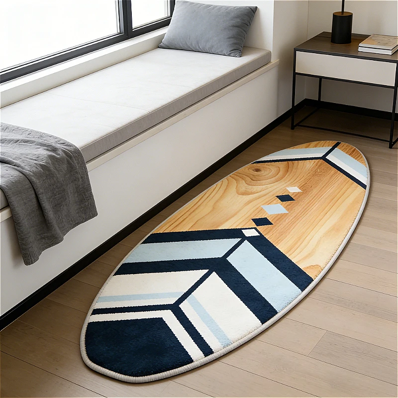 VIKAMA Coastal Style Surfboard Rug, Soft Plush Living Room and Bedroom Carpet, Non-Slip Beach Style Home Decoration Rug