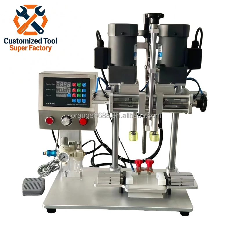 Semi-automatic pneumatic motor-driven food-grade plastic bottle capping machine, one-year warranty