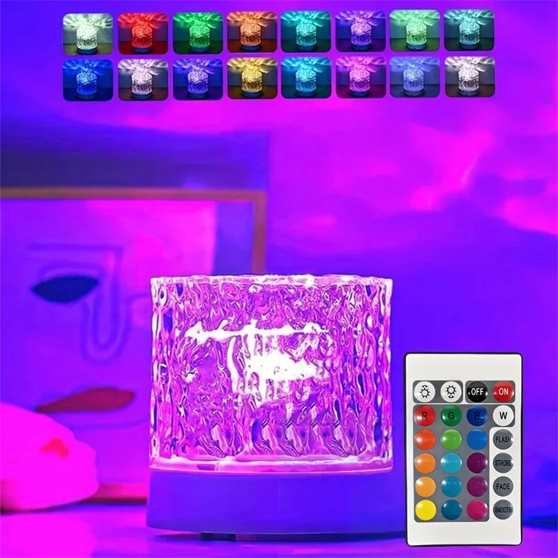 

TOPLIVING 16 Colors Northern Lights Water Ripple Lamp Ocean Wave Projector Dimmable LED Light For Bedroom Office Bar Party Chri