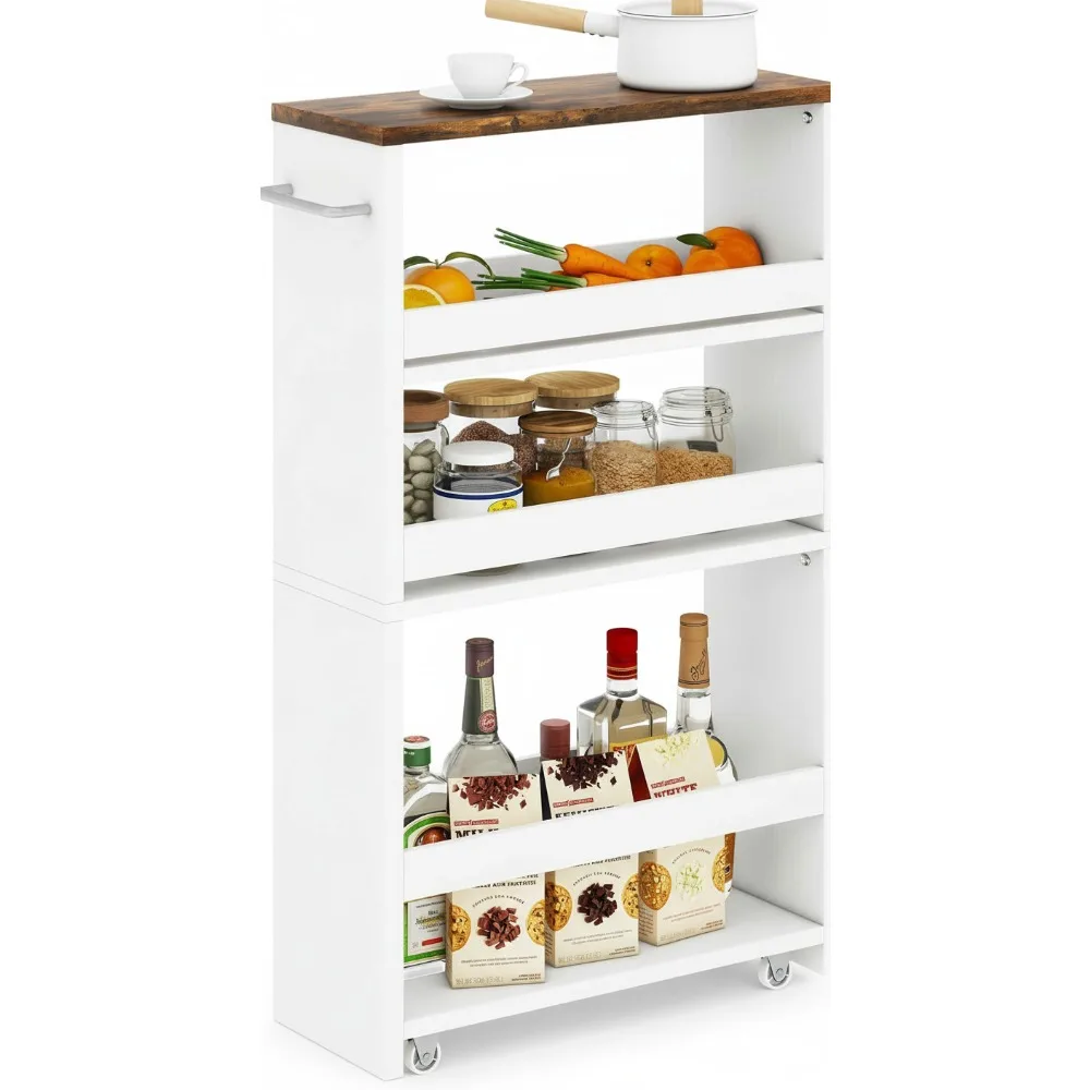 

Тонкая тележка на колесиках шириной 5,9 дюйма, 4-уровневая тележка-органайзер для небольших помещений, кухни, прачечной