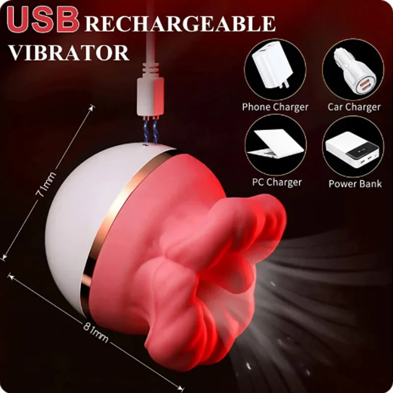 Silicone red lip rose vibrator, vaginal tongue licking, masturbation, Clitoris stimulator, G-spot massager, female adult sex toy