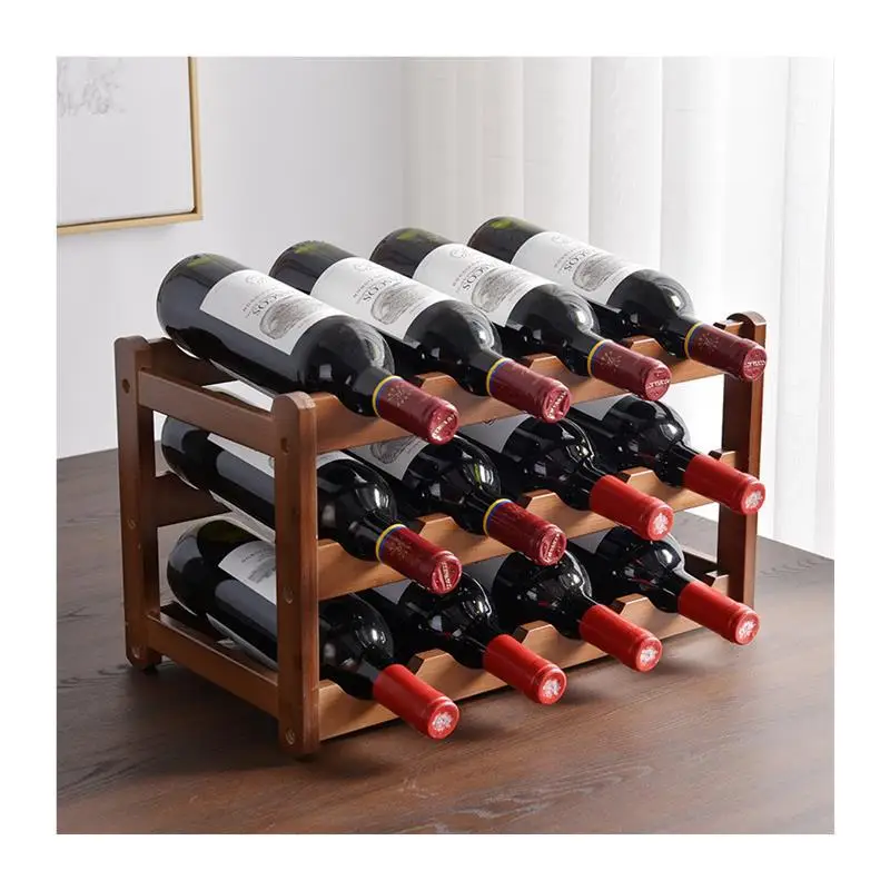 

Wine shelf solid wood, household small modern simple display rack red wine grid