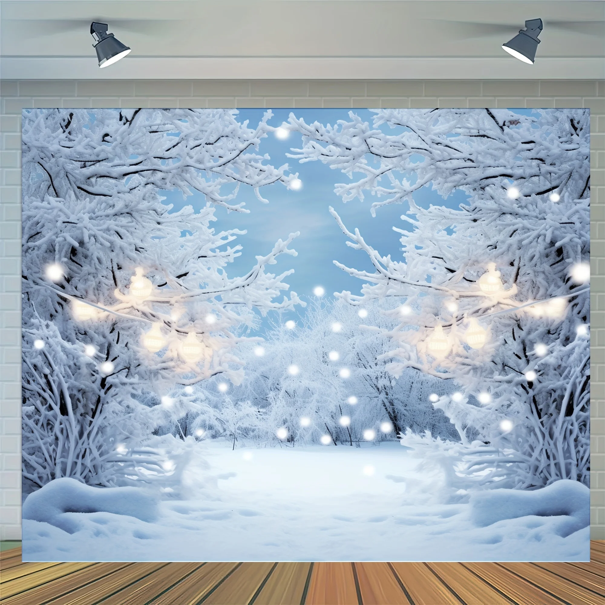 Winter scene Background Wonderland Snowflake Photography Background Snow Forest Christmas, party decoration supplies