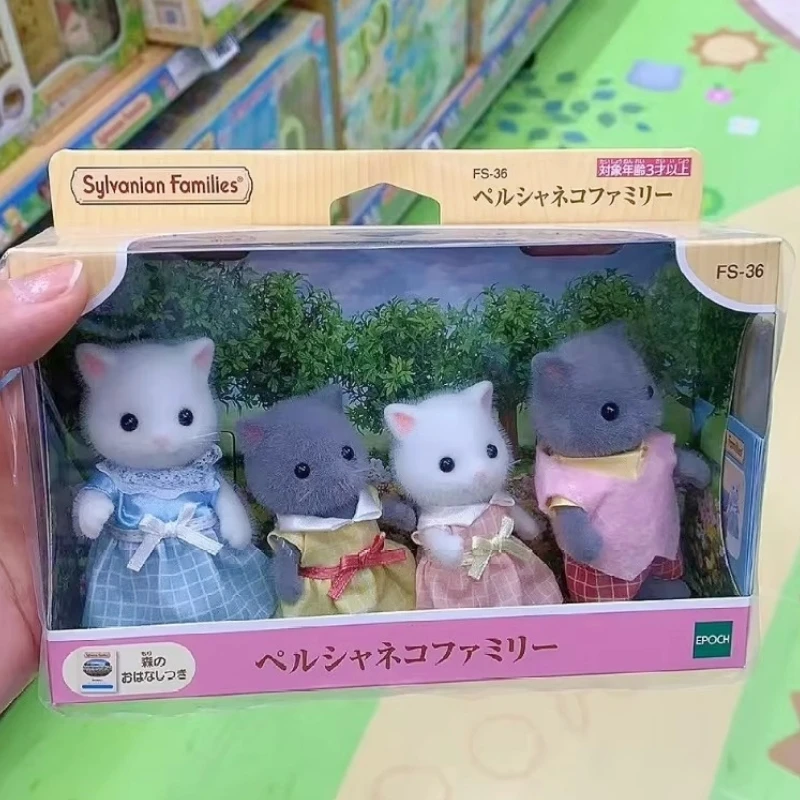 Original Sylvanian Families Cute Persian Cat Family Series Triplet Station Treasure Duel Doll Gift Toy For Birthday Present