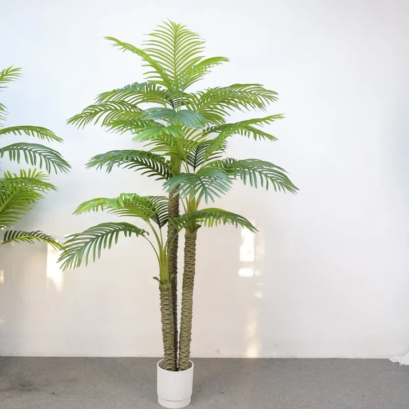 Artificial Coconut Tree Large Fake Palm Plant Tropical Faux Greenery Potted Bonsai for Indoor Outdoor Home Garden Decoration